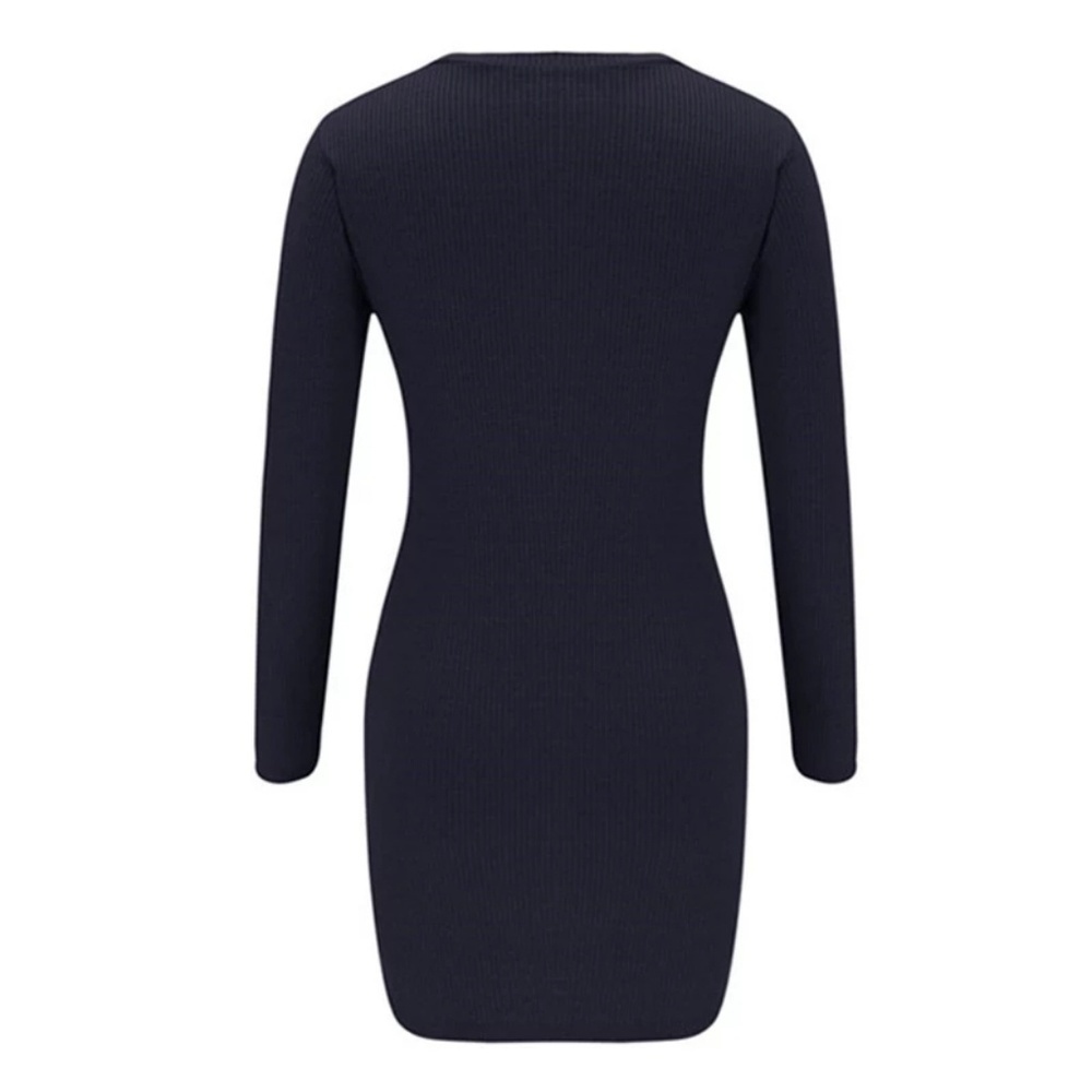 ⬇️ $4.99 ship JENNA 💙 RIBBED LONG SLEEVE LACEY JEWEL DRESS - Picture 3 of 3